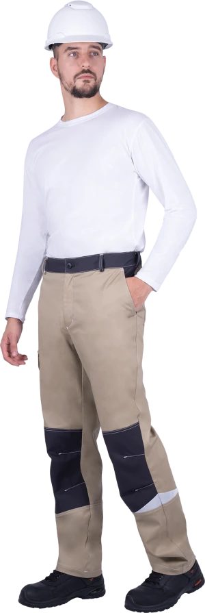 Брюки мужские ТУРБО SAFETY от механических воздействий и ОПЗ, бежевый/темно-серый Брю 405