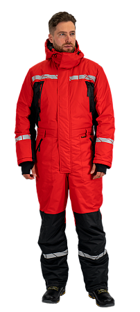 Комбинезон мужской ПИЛОТ от пониженных температур, механических воздействи и ОПЗ, цв. красный-черный