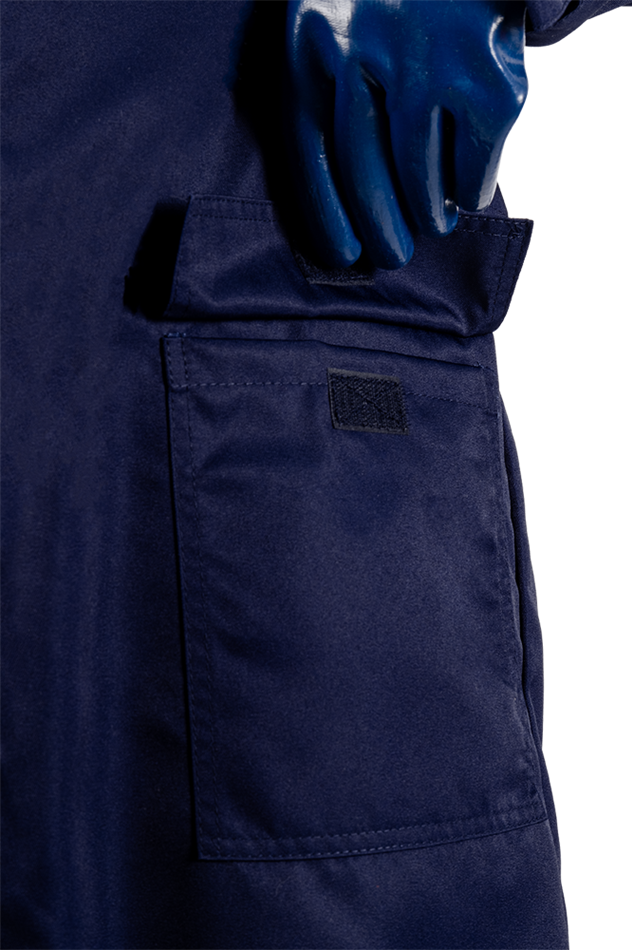 Комплект мужской от растворов кислот и щелочей, механических воздействий, (халат, брюки), темно-синий