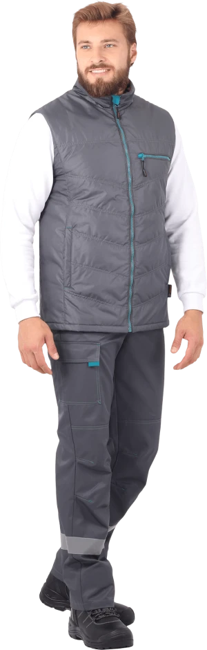 Жилет мужской ГАЛАКТИКА утепленный, серый/бирюза Жил 653